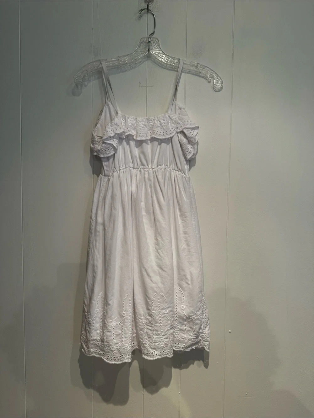 Vintage Old Navy Girls White Eyelet Sundress XL Boho Cottagecore Cotton